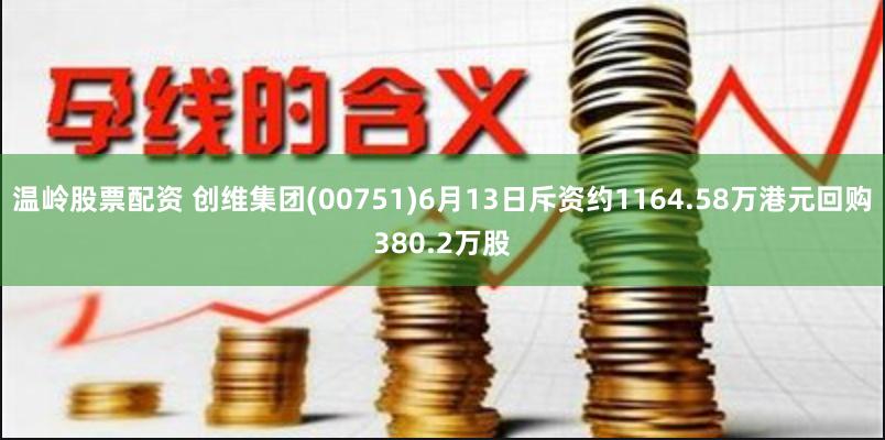 温岭股票配资 创维集团(00751)6月13日斥资约1164.58万港元回购380.2万股